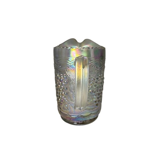 Imperial Glass Carnival Glass Creamer With Grape & Leaf Pattern Iridescent Finis - Picture 3 of 8